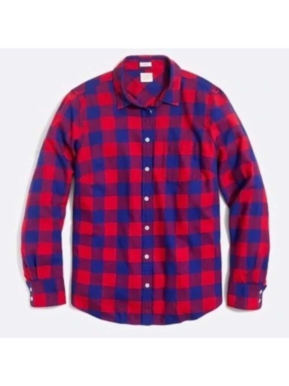 J.CREW Womens 0 Red/Blue Buffalo Plaid Boy Flannel Button-up SHIRT 35915 EUC